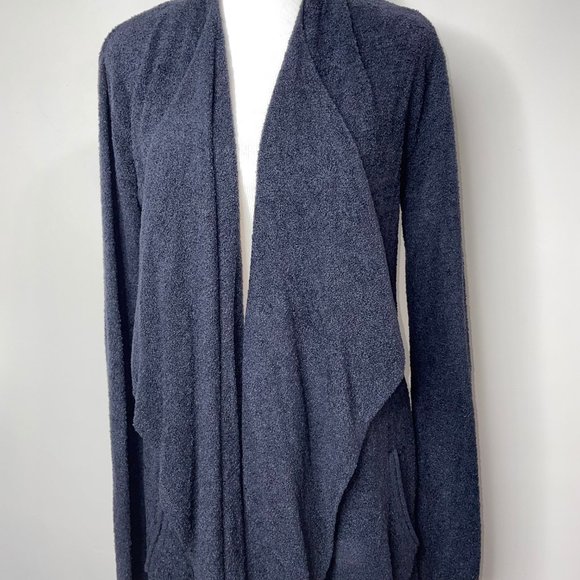 Barefoot Dreams Black Cozy Chic Lite Open Front Cardigan Knit Sweater S/M - Picture 5 of 13